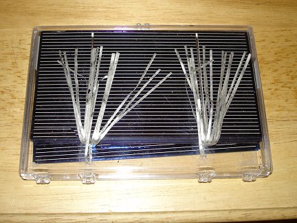 A lot of solar cells packed in a box