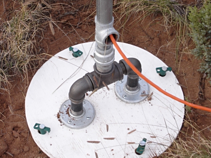 The tower base with wire exiting