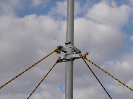 Closeup of how the guy-lines attach to the tower