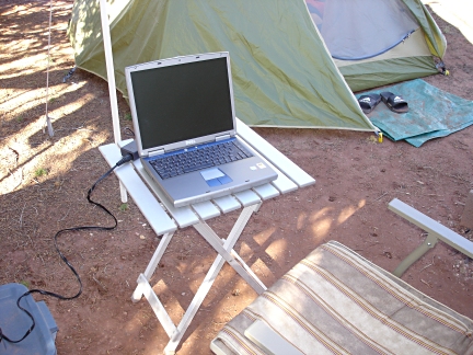 My laptop computer powered by the wind turbine